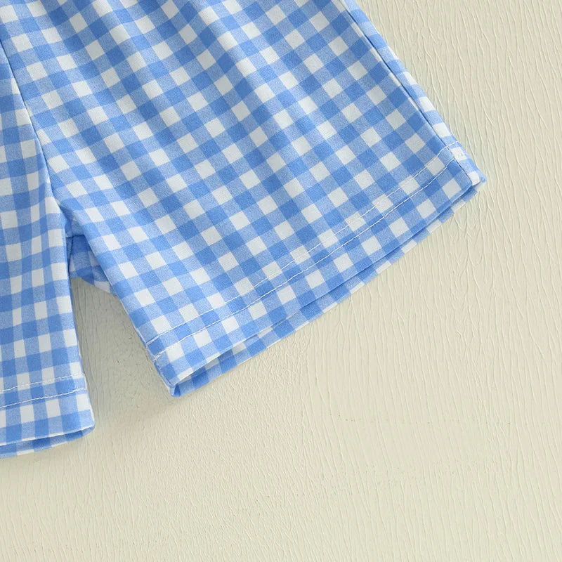 Boys Duck Tee + Plaid Shorts Set