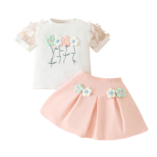 Girls Floral Tee + Shorts Set