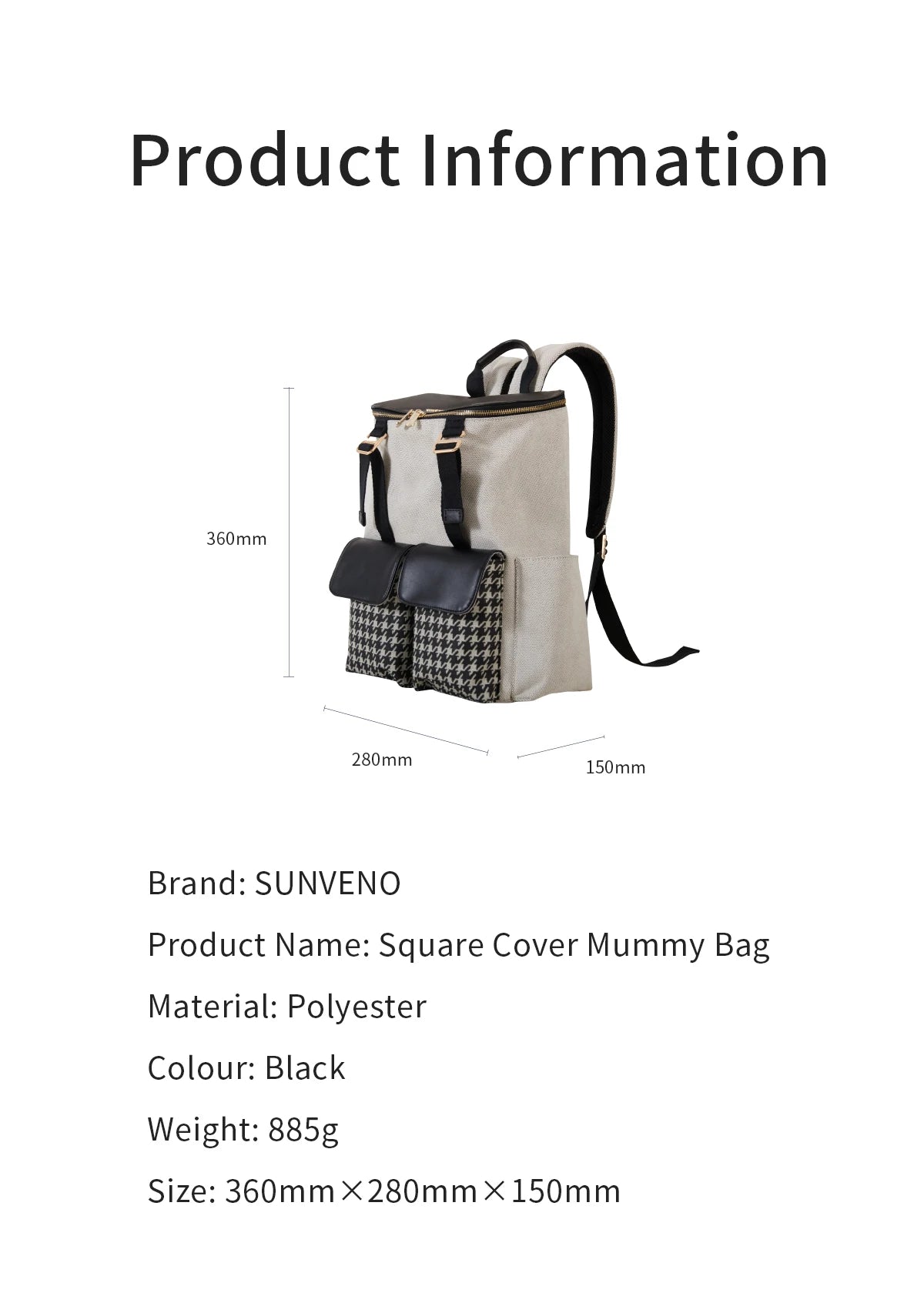 Sunveno Houndstooth Diaper Backpack