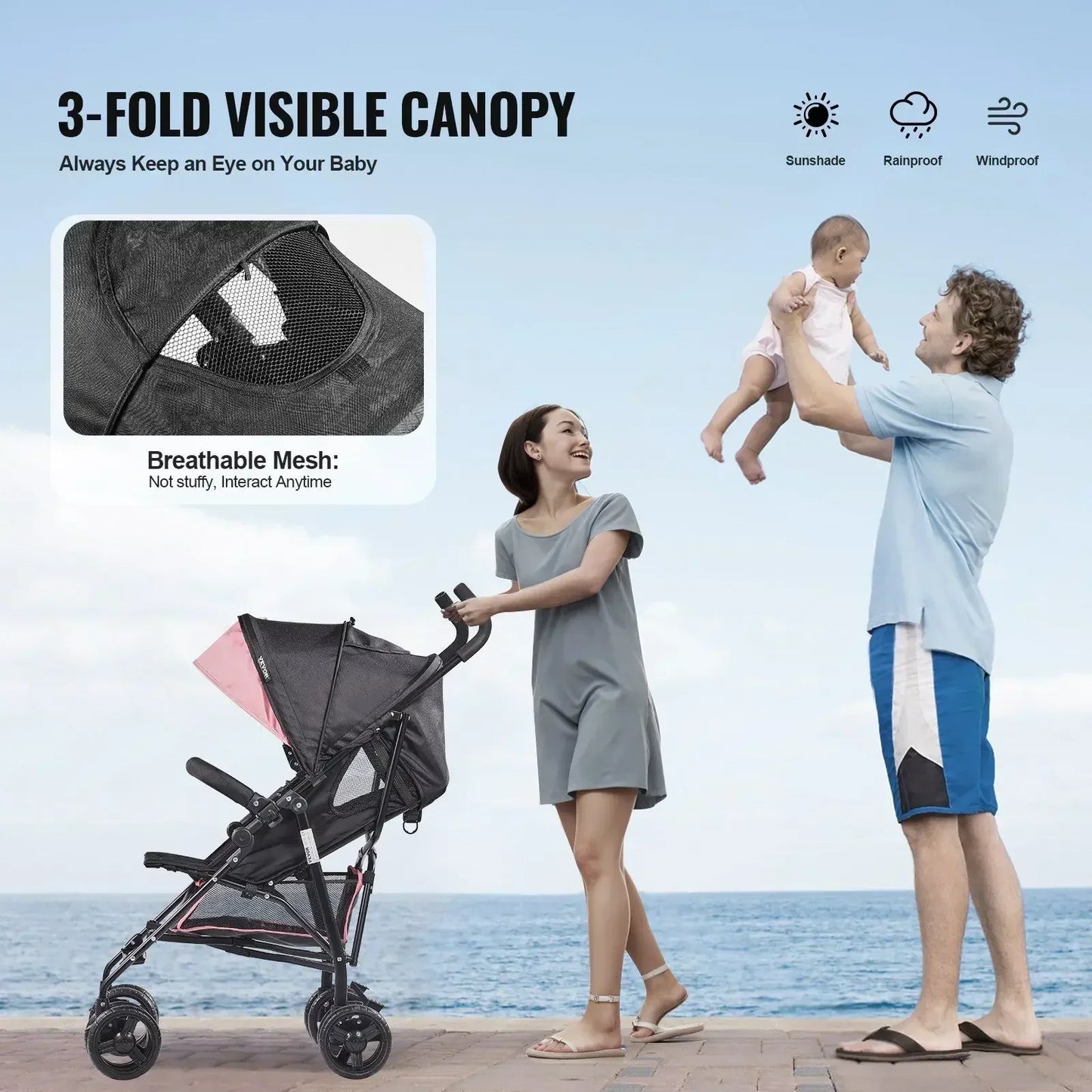 Foldable Stroller Adjustable Seat