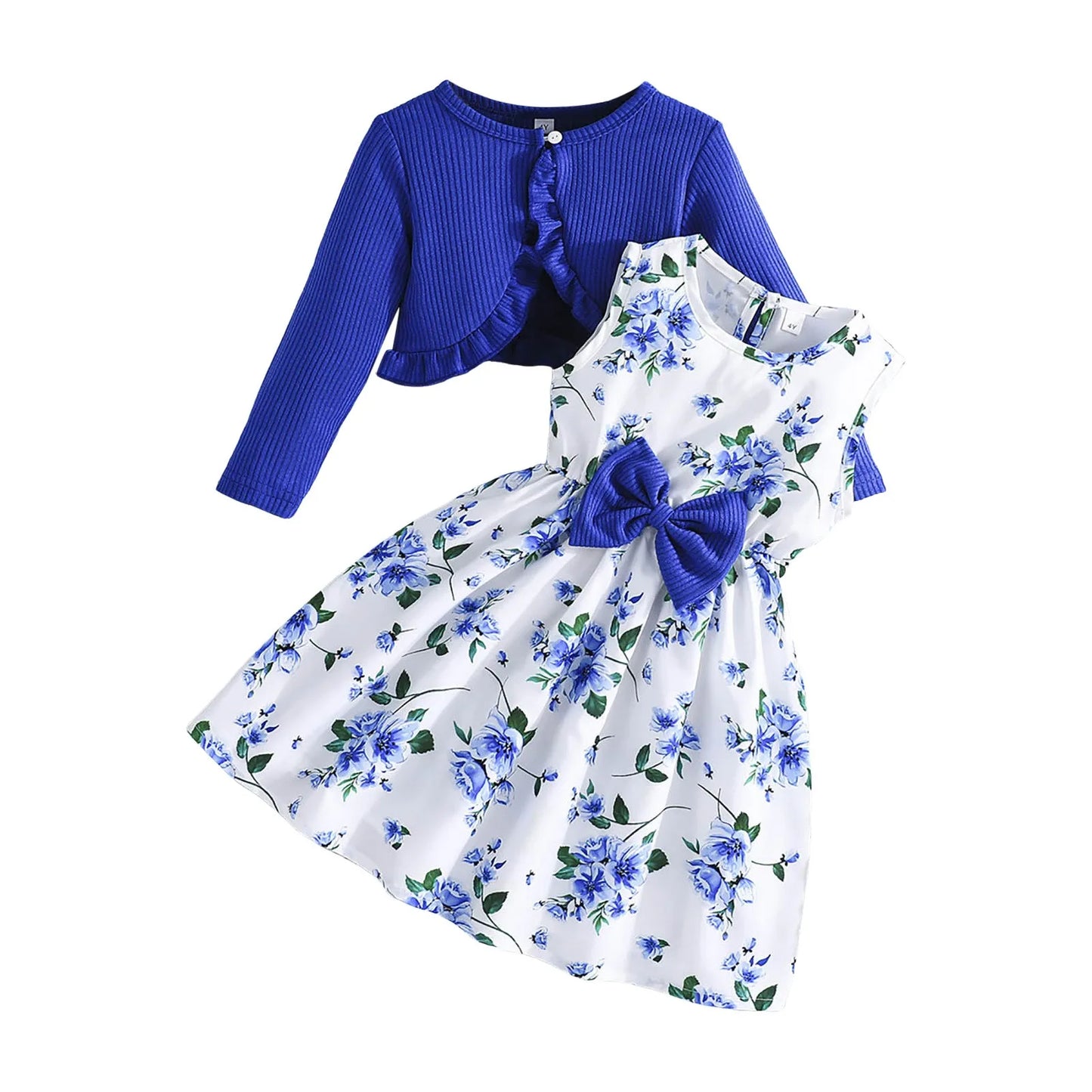 Girls Cardigan + Floral Dress Set