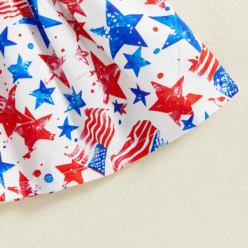 4th of July Girls Bow Tee + Skirt