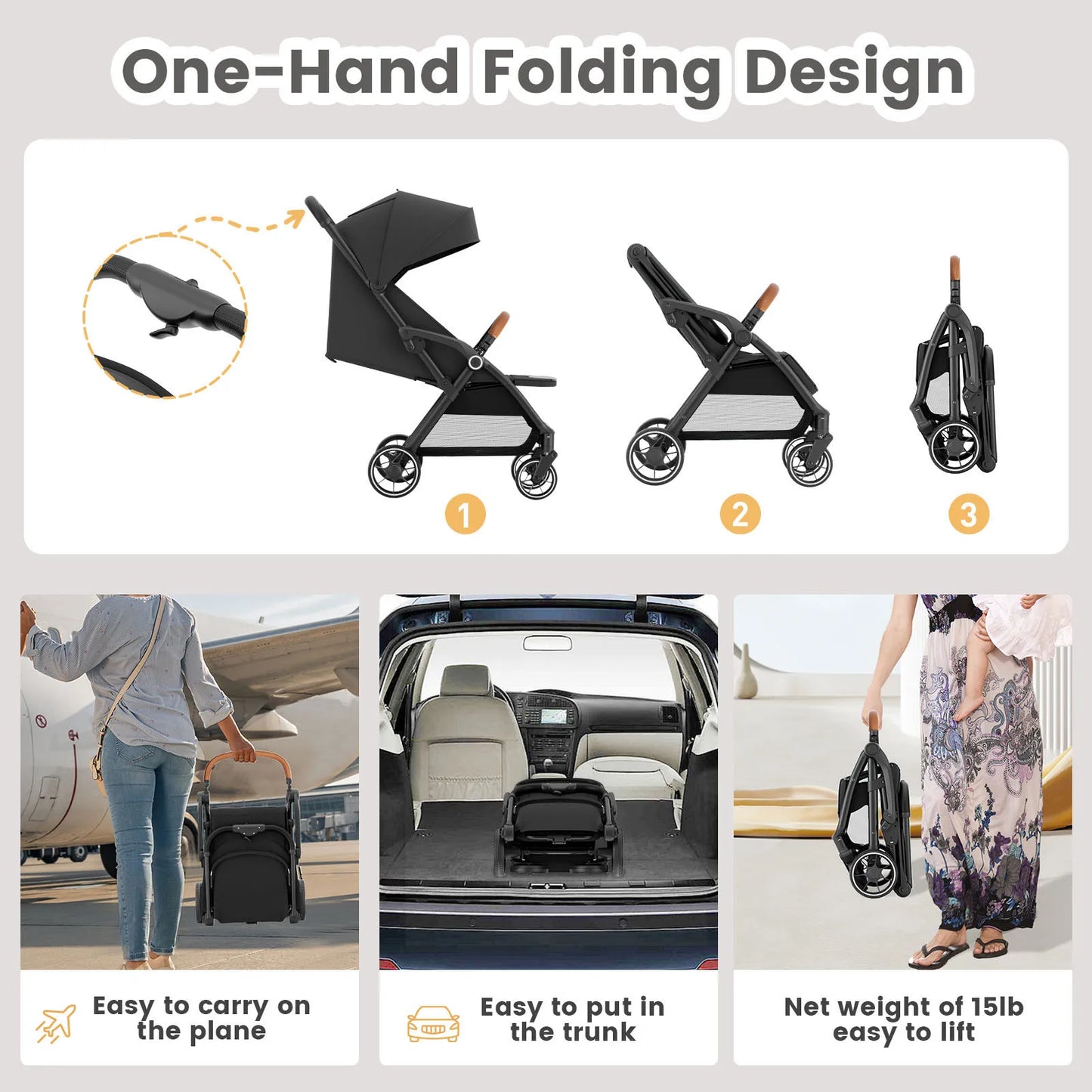 Foldable Baby Carriage Stroller Seat