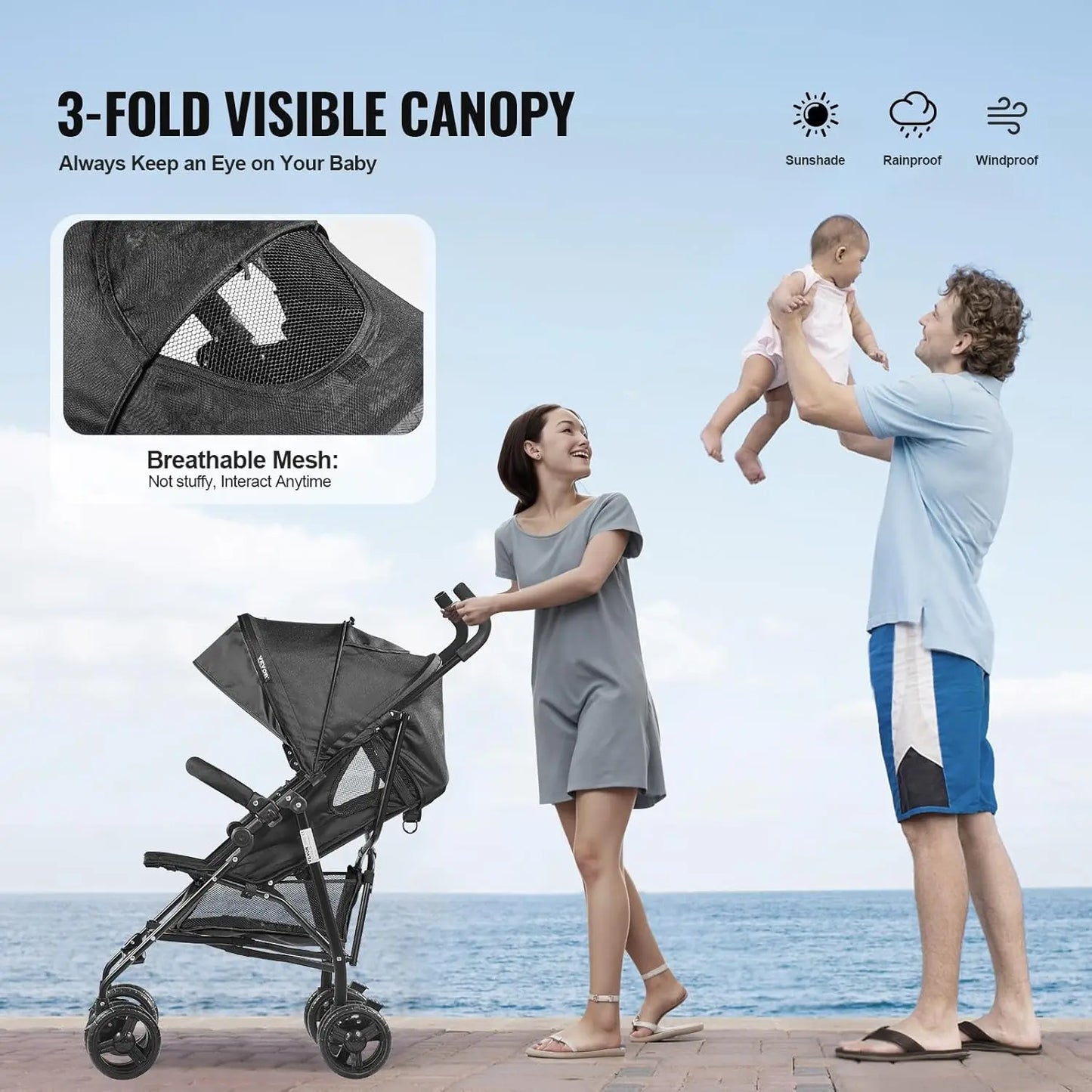 Lightweight Reclining Baby Stroller