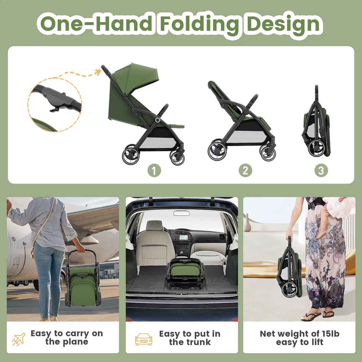 High View Swivel Travel Stroller