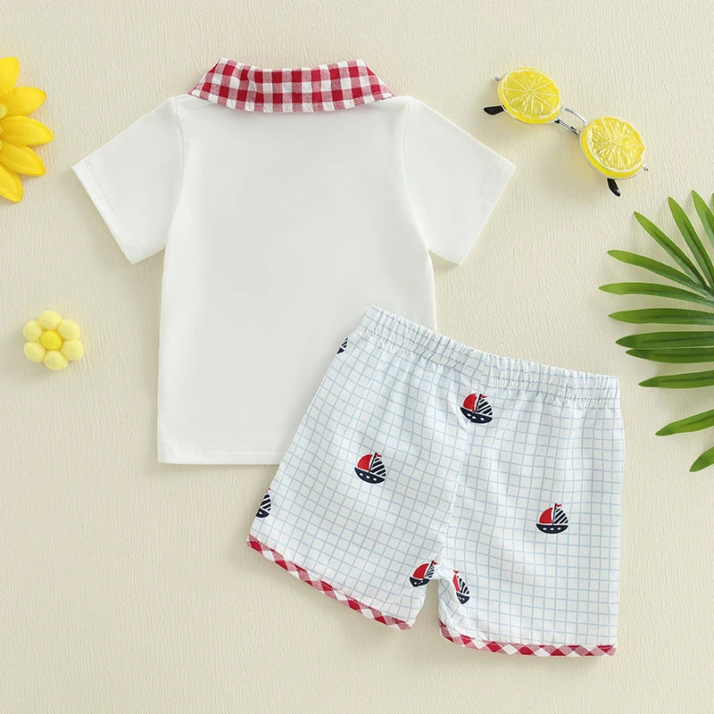 4th of July Boys Lapel Tee + Shorts