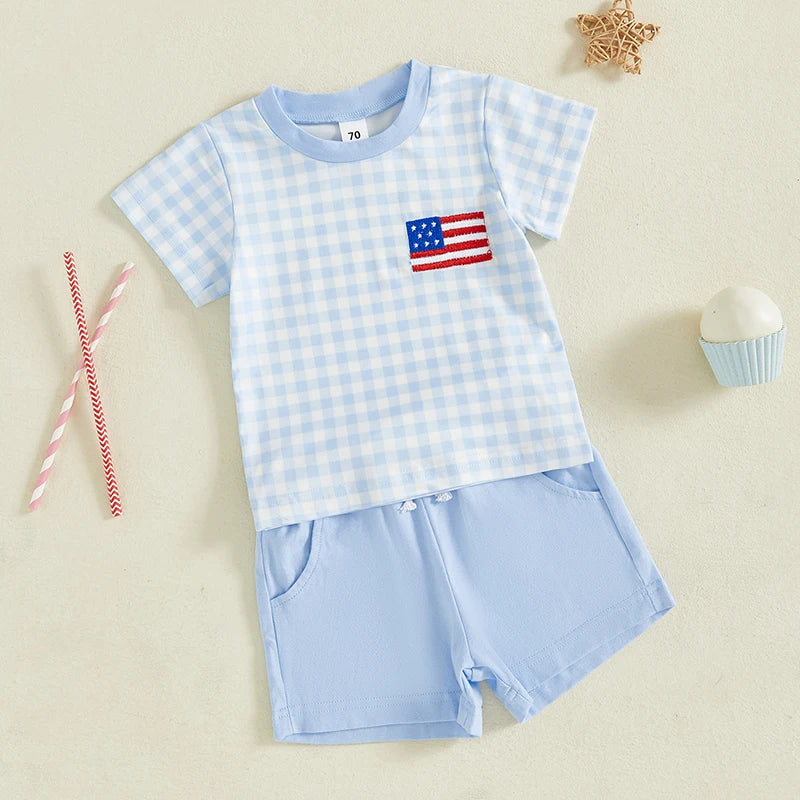 4th of July Boys Flag Tee + Shorts