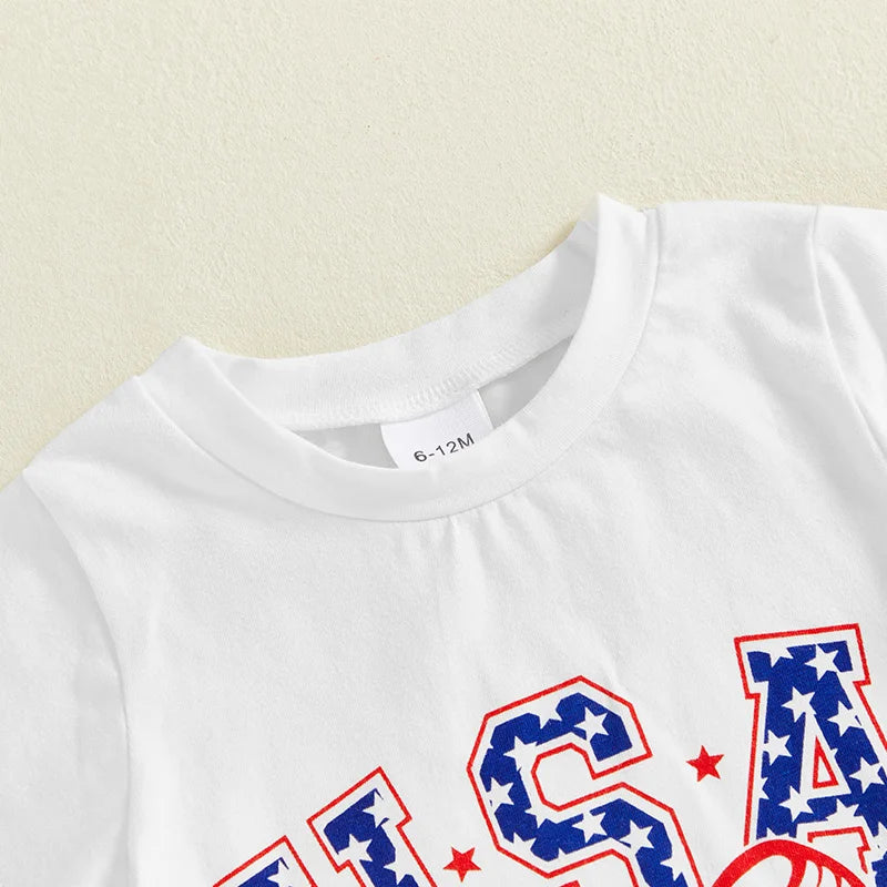4th of July Girls Bow Tee + Skirt